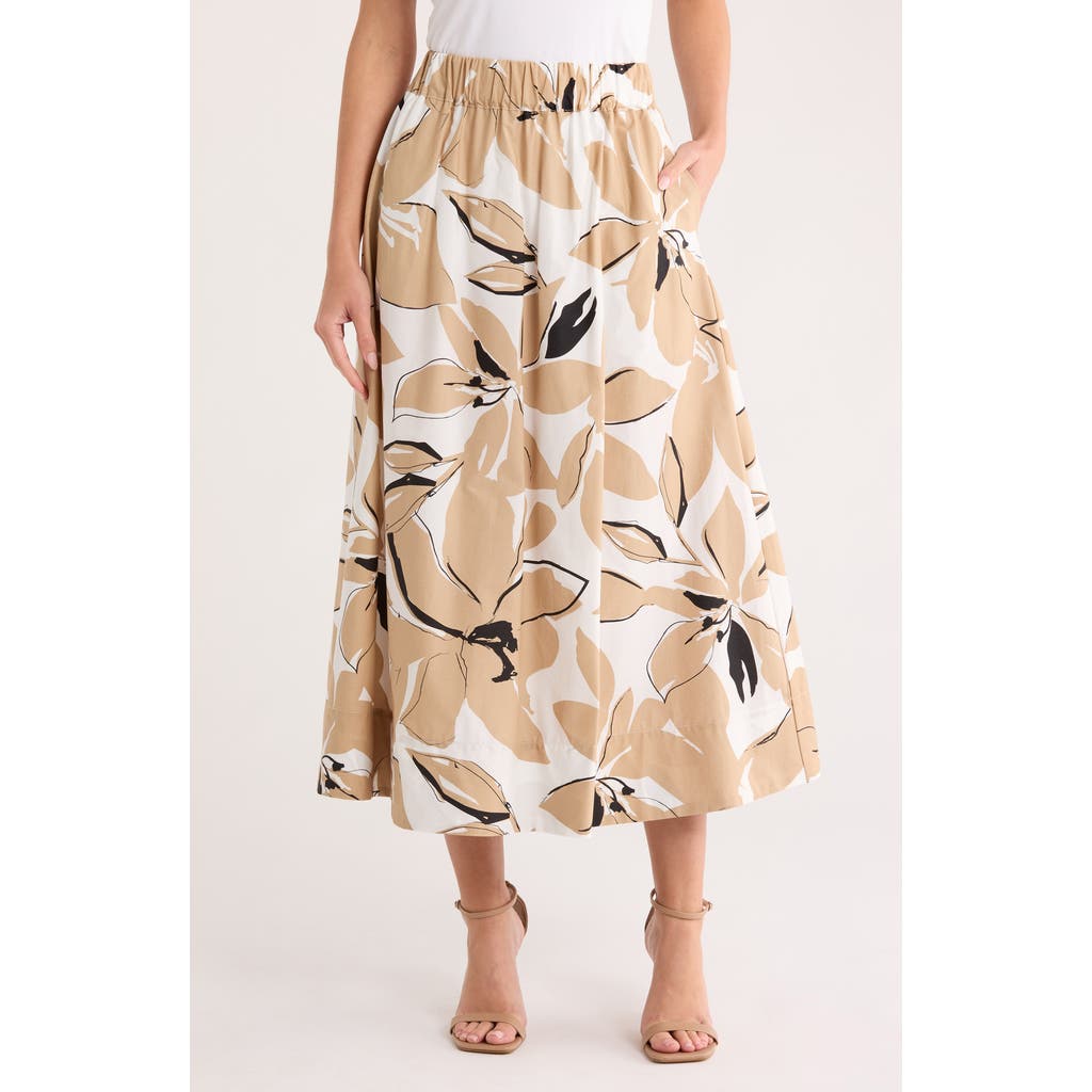 Ellen Tracy Cotton Poplin Skirt In Neutral