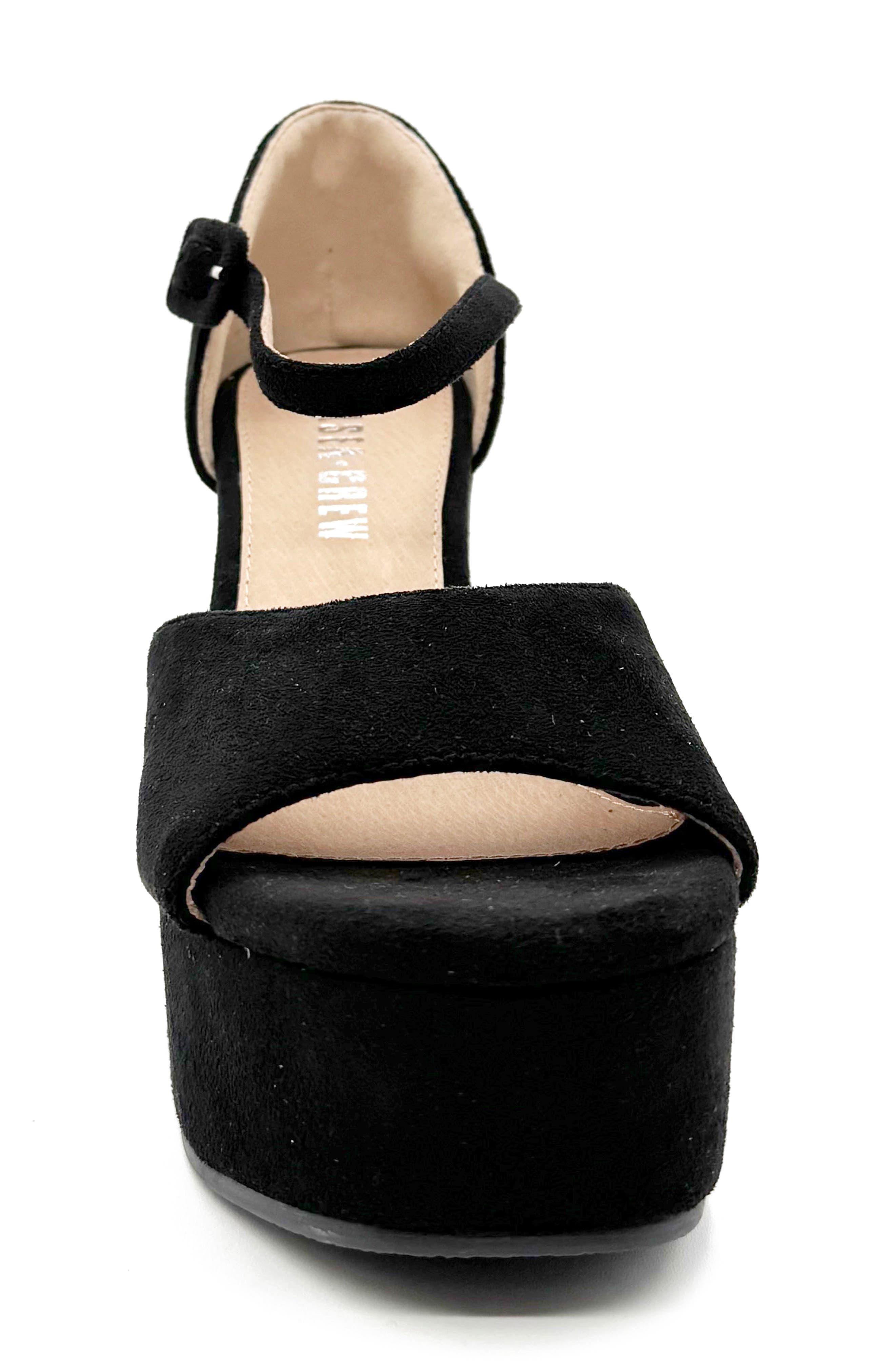 CHELSEA CREW Quill Platform Sandal, Alternate, color, Black Micro