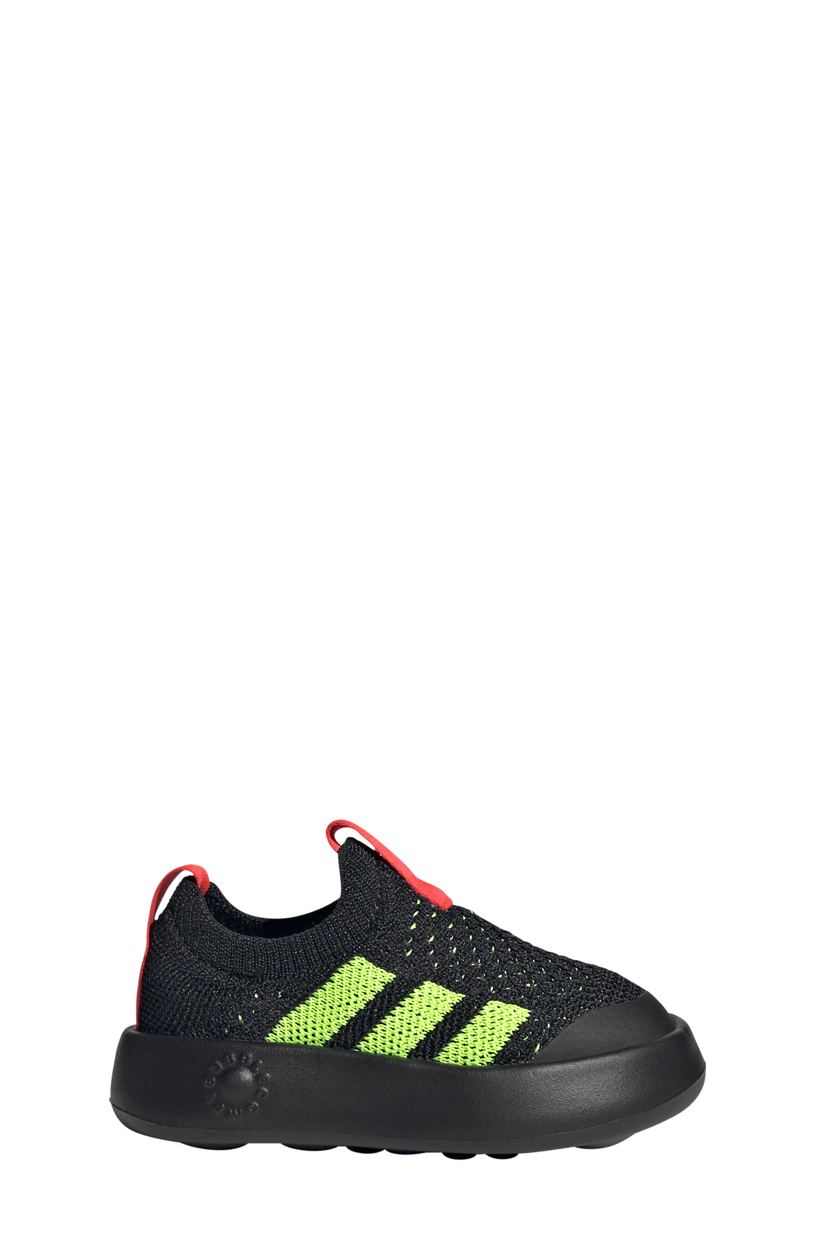 adidas Kids' Bubblecomfy Knit Slip-On Sneaker, Alternate, color, Core Black/ Lemon/ Red