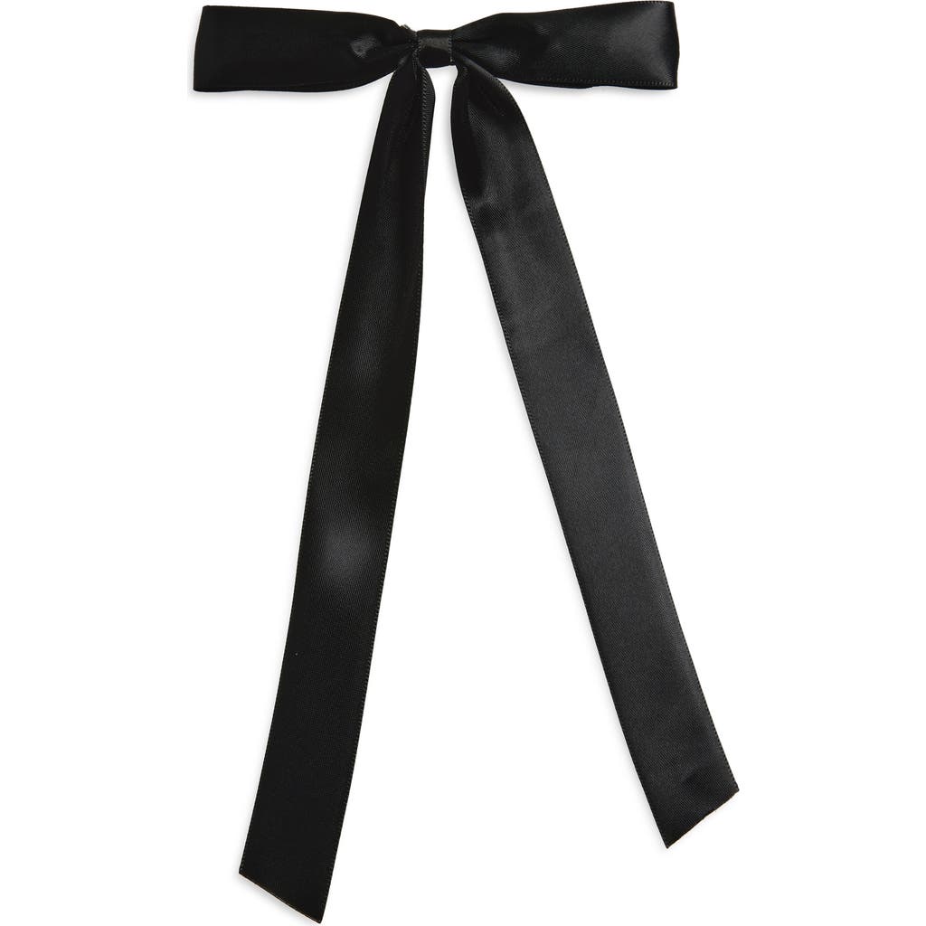 Tasha Long Skinny Bow Barrette In Black
