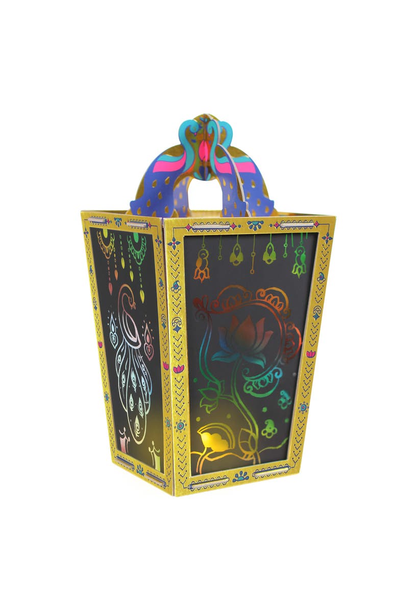 KULTURE KHAZANA Rangoli Mandala Scratch Art Lantern DIY Craft Kit, Alternate, color, Multicolored