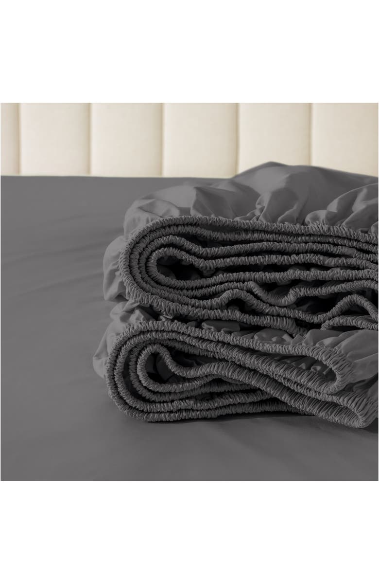 Bare Home 100% Organic Cotton Percale Cooling Sheet Set - Split King, Alternate, color, Grey
