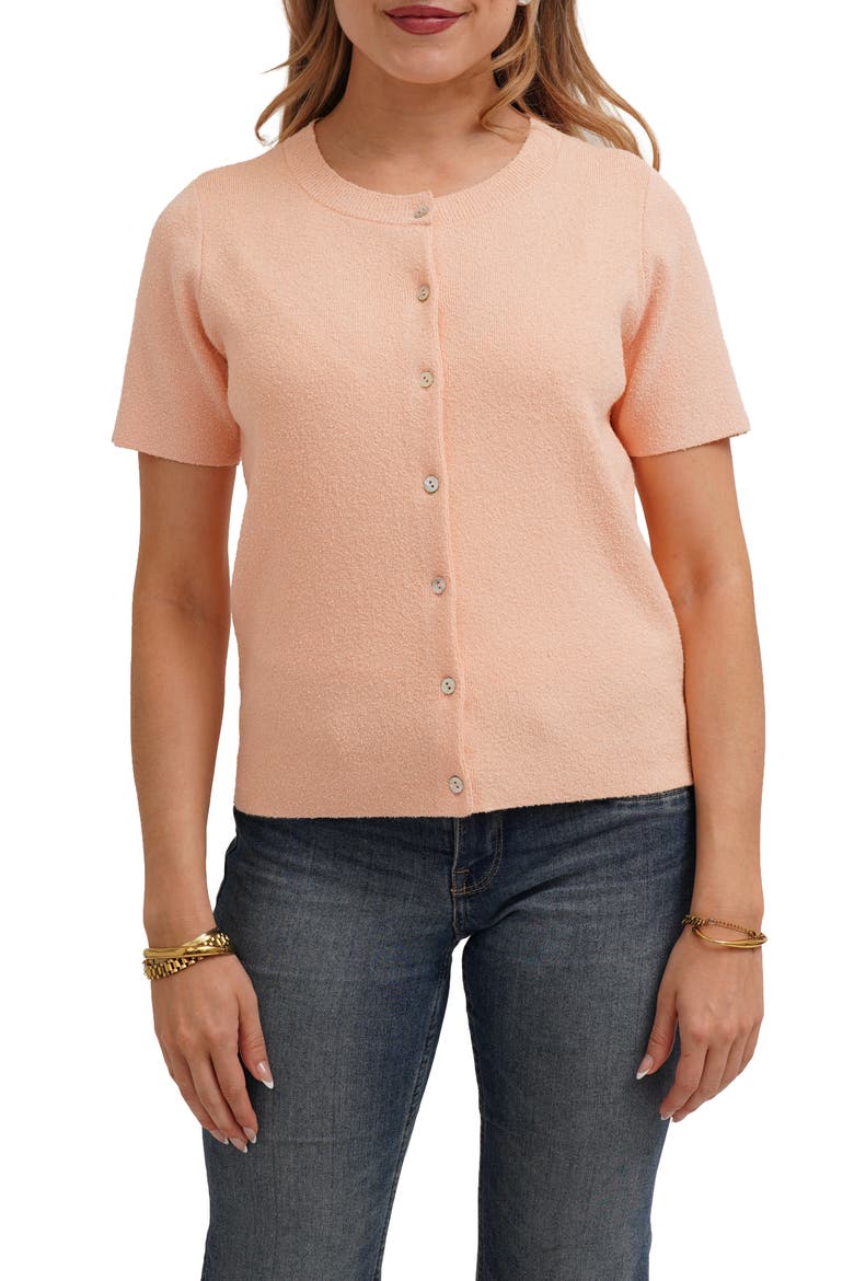 Short Sleeve Cardigan, Main, color, MELLOW PEACH