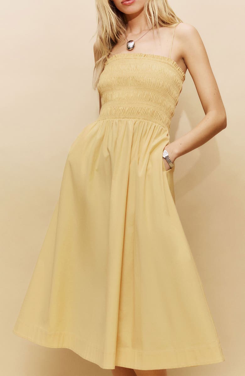 Reformation Kerrie Smocked Stretch Organic Cotton Sundress, Alternate, color,