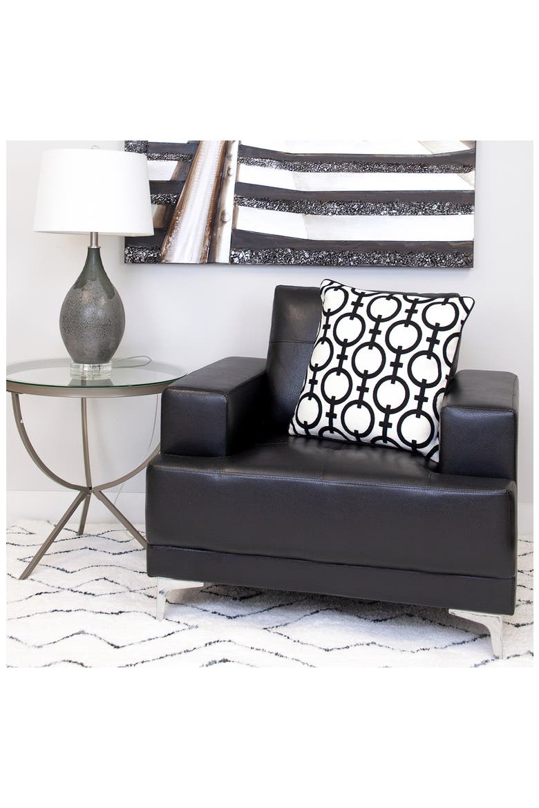Rounder Embroidered Throw Pillow, Alternate, color, BLACK