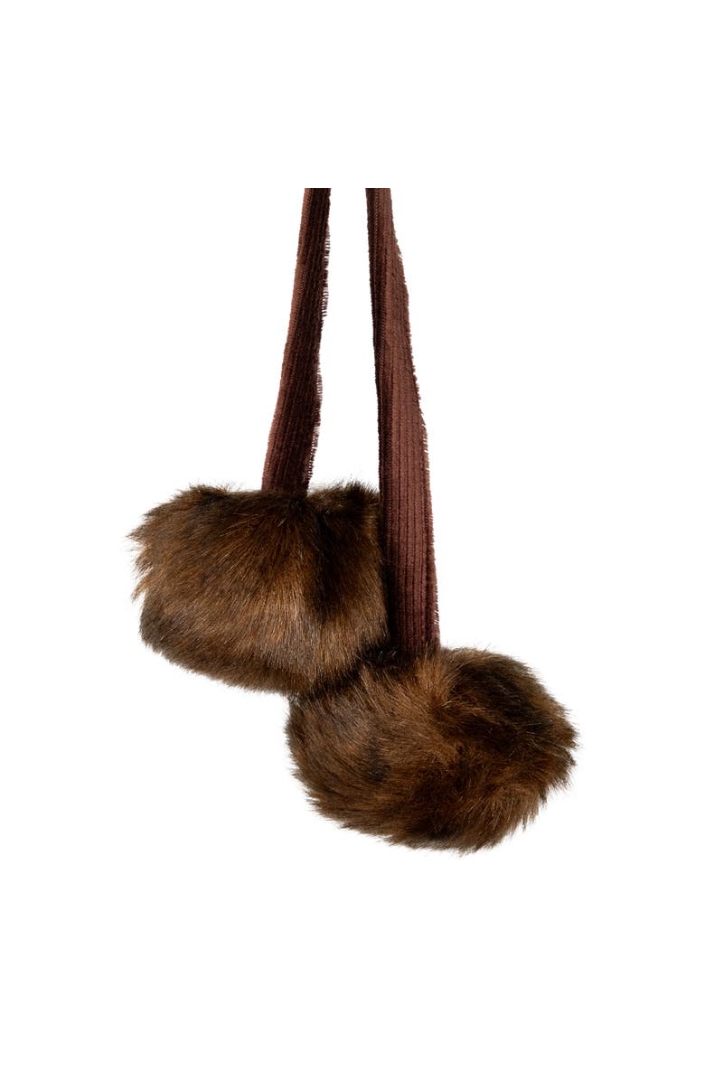 Northlight Mink Faux Fur Christmas Stocking with Pom Poms - 20.5" - Brown, Alternate, color,