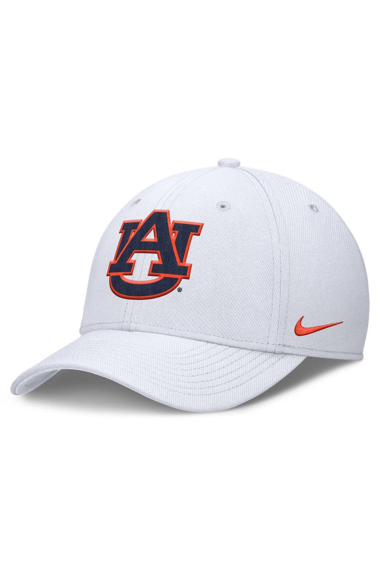 Men's Nike White Auburn Tigers Rise SwooshFlex Dri-FIT Hat, Main, color, White