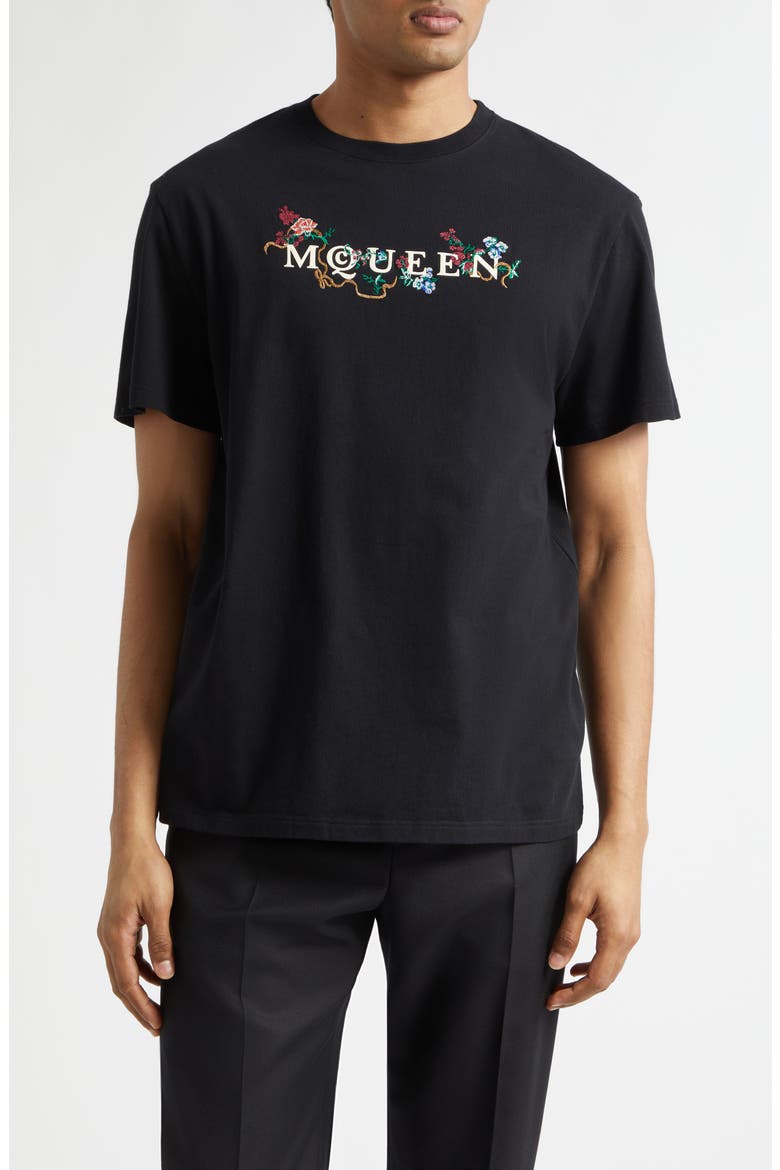 Embroidered Logo T-Shirt, Main, color, BLACK / MULTICOLOUR