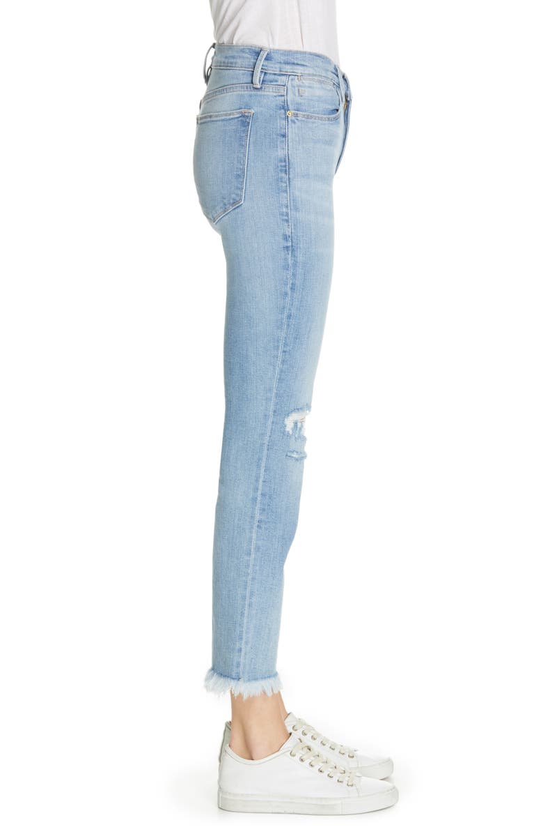 FRAME Le High Frayed Hem Crop Straight Leg Jeans, Alternate, color, 