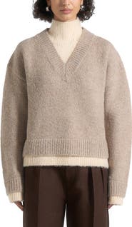 Manière De Voir Jacques Unisex Double Layer V-Neck Knit Jumper
