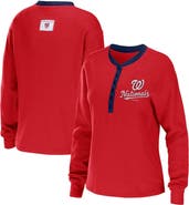 WEAR by Erin Andrews Women's WEAR by Erin Andrews Red Washington Nationals Waffle Henley Long Sleeve T-Shirt