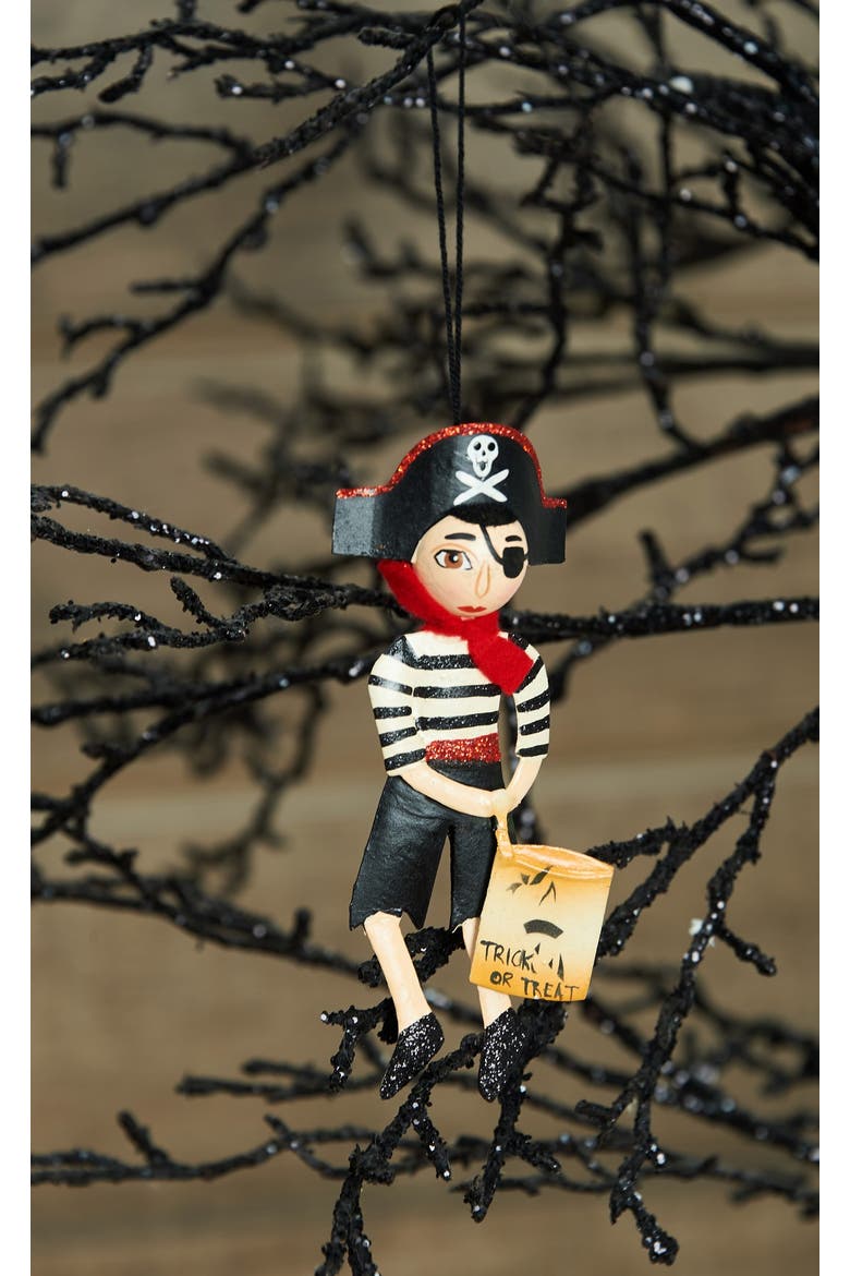 Jogger Pirate Halloween Joe Spencer Gathered Traditions Tin Ornament, Alternate, color, Black