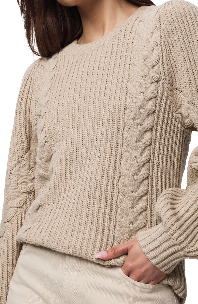 Splendid Sophie Mixed Stitch Cotton Blend Sweater, Alternate, color, Light Camel Beige