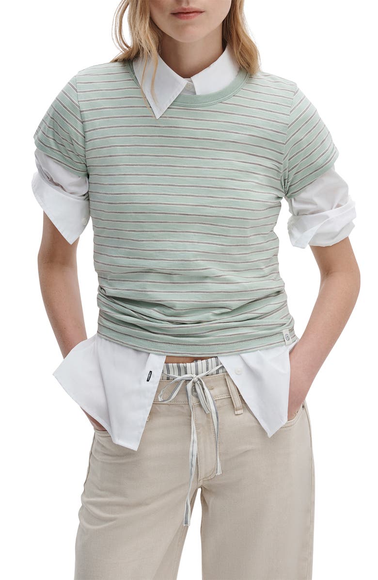 rag & bone The Slub Stripe T-Shirt, Main, color, Green White Multi