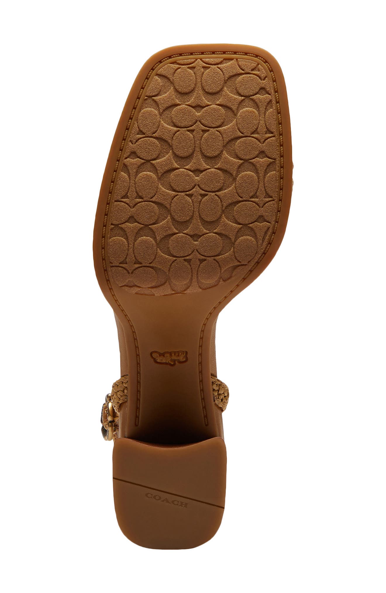 COACH Tea Rose Raffia Platform Ankle Strap Sandal, Alternate, color, Natural