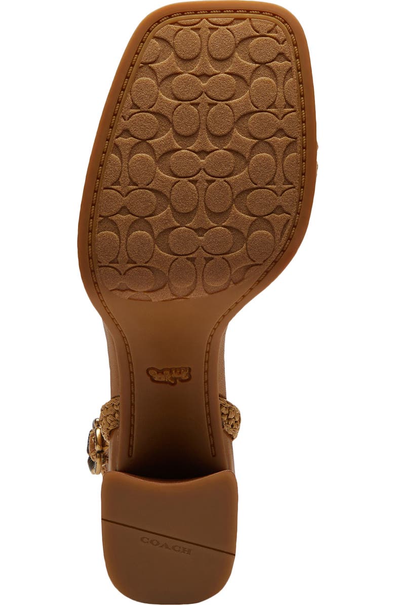 COACH Tea Rose Raffia Platform Ankle Strap Sandal, Alternate, color, Natural