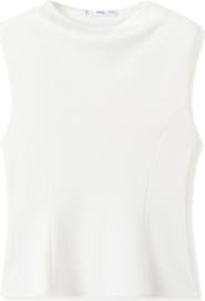 MANGO Sleeveless Flare Top with Shoulder Pads