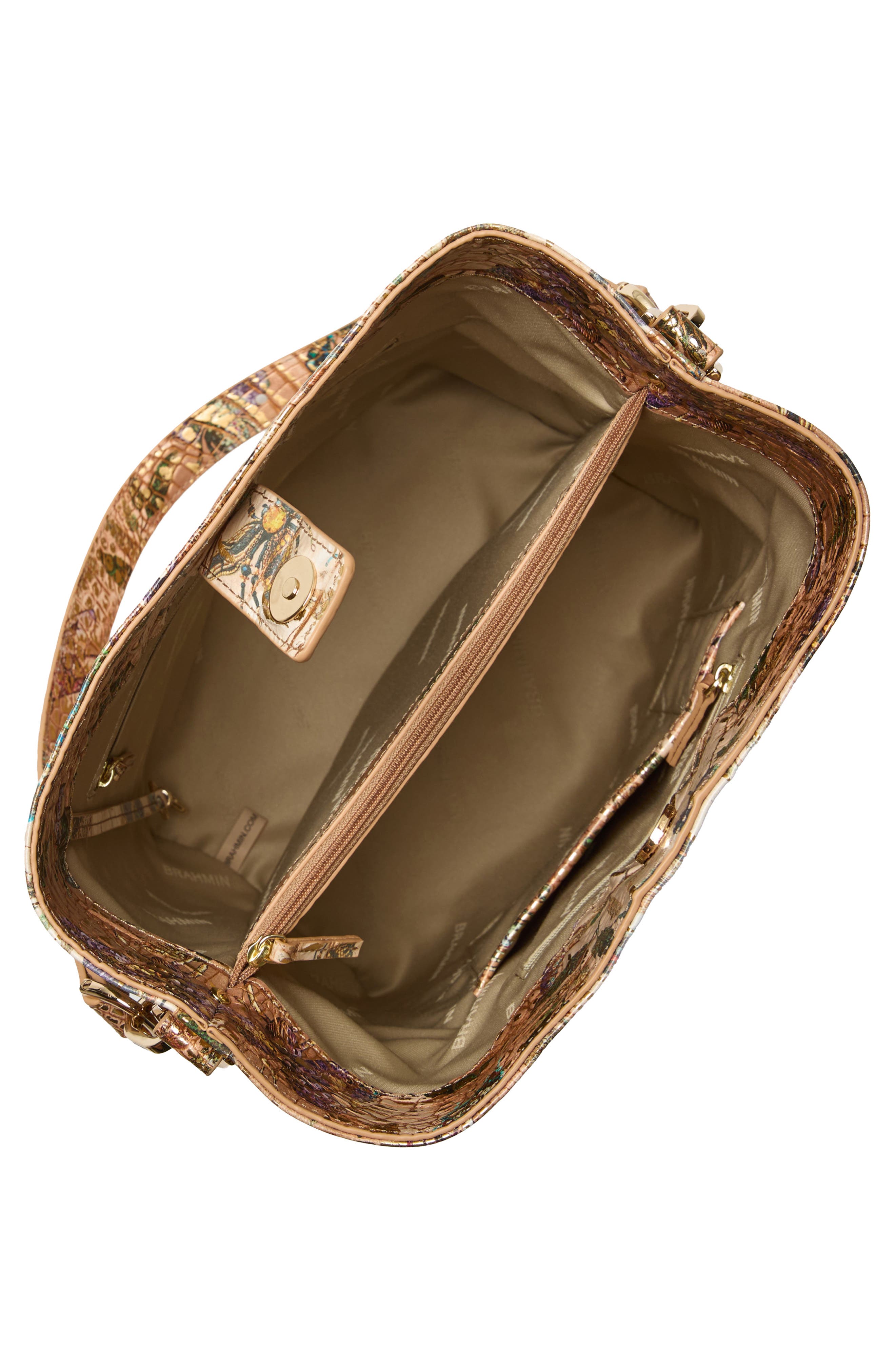 Brahmin Celina Croc Embossed Leather Bucket Bag, Alternate, color, Hill Garden Melbourne