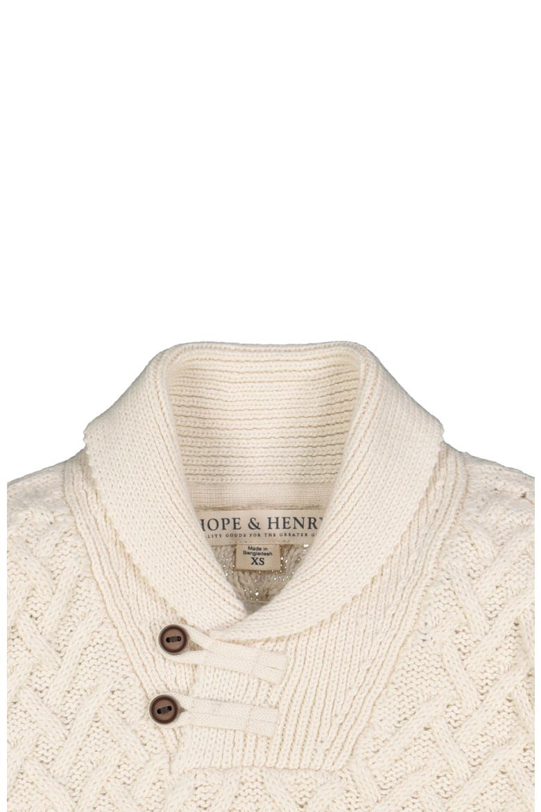 Boys' Organic Shawl Collar Cable Sweater, Kids, Alternate, color, Ivory Herringbone Cable