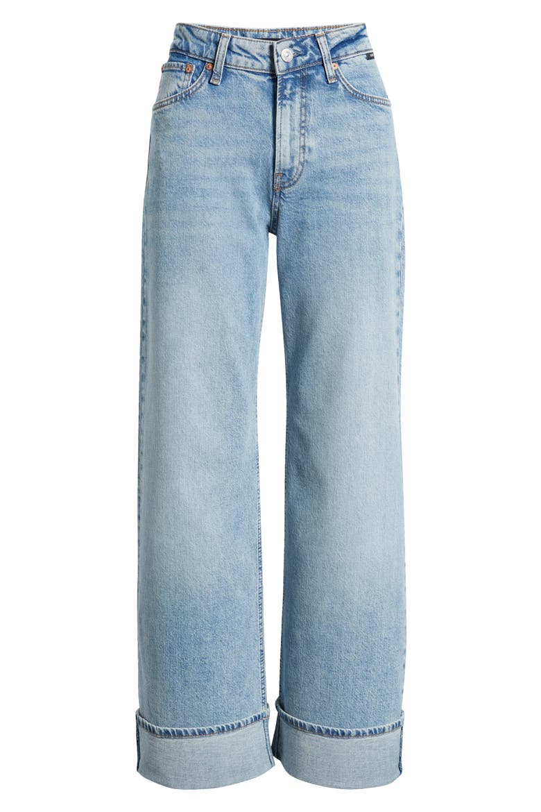 Florida Cuffed Wide Leg Jeans, Alternate, color, LIGHT BRUSHED CLASSIC BLUE