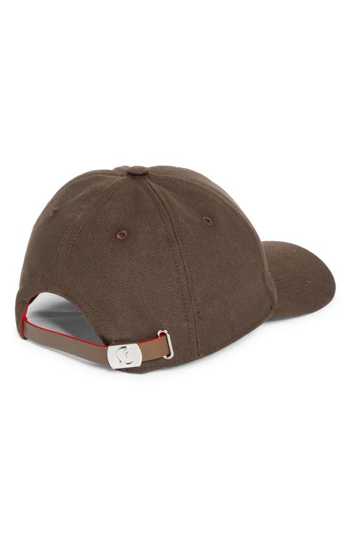 Christian Louboutin Mooncrest Adjustable Canvas Baseball Cap In Brown