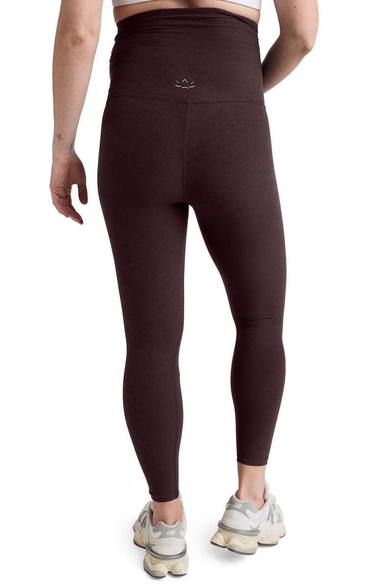 Beyond Yoga Empire Waist Maternity Leggings, Alternate, color, Dark Chocolate Heather