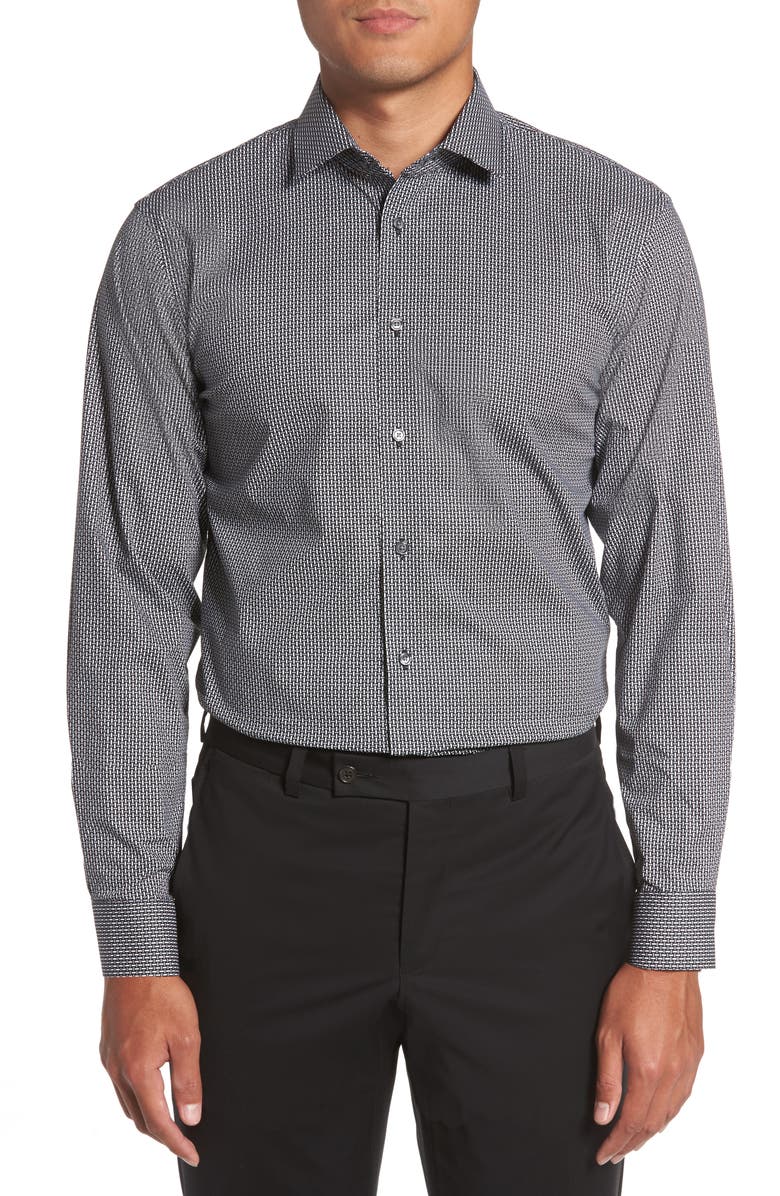 Calibrate Trim Fit Non-Iron Graphic Stretch Dress Shirt, Main, color, 