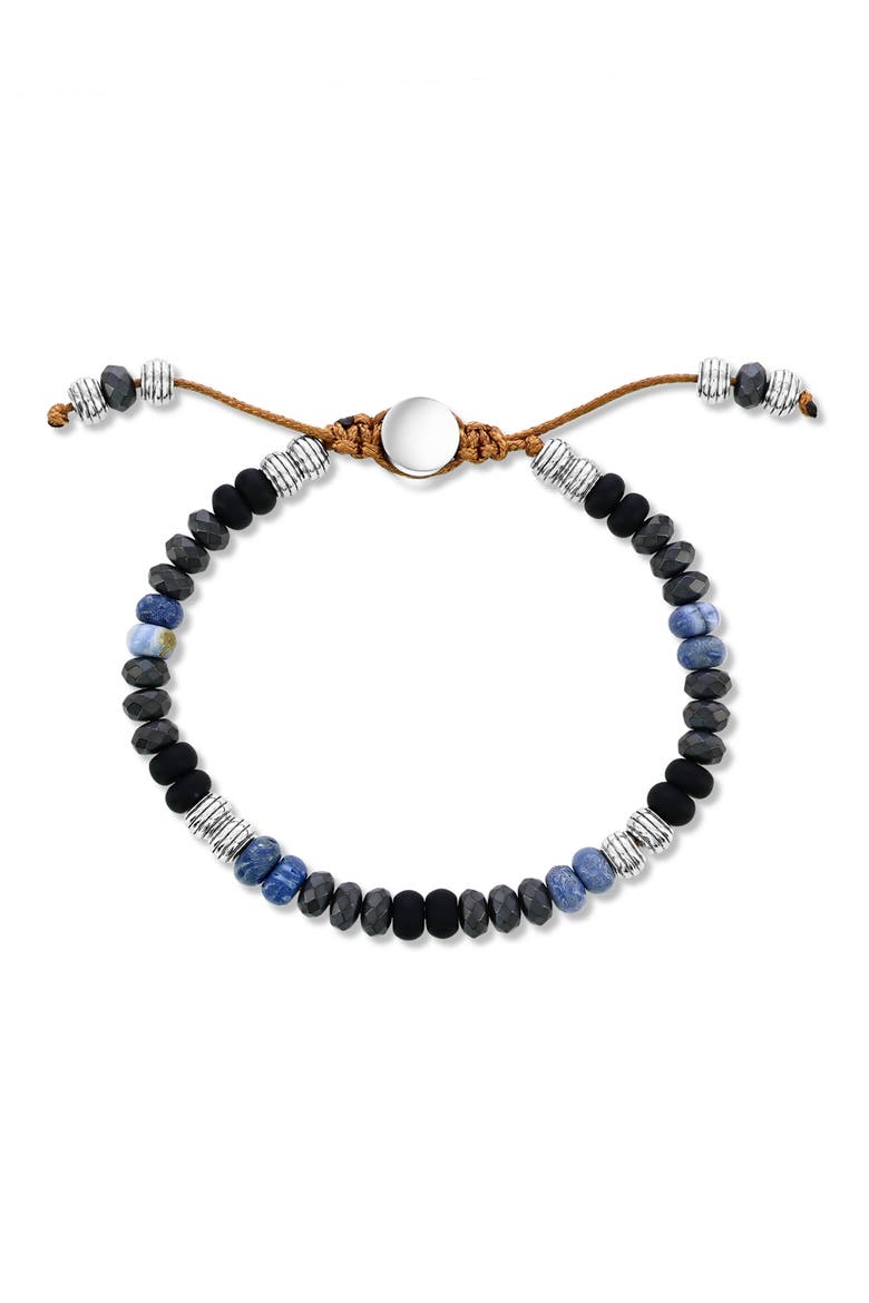 Men's Beaded Slider Bracelet, Main, color, ONYX/ LAPIS