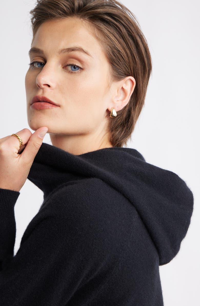 Nordstrom Cashmere Sweater Hoodie, Alternate, color, Black Rock