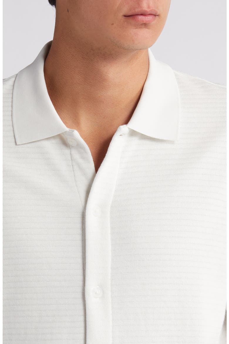 Textured Double Knit Short Sleeve Button-Up Shirt, Alternate, color, CLASSIC CREAM