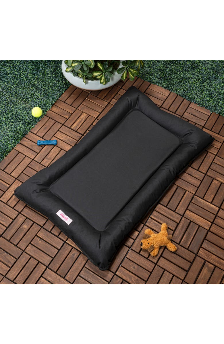 The Licker Store Archie Traditional Oxford Waterproof Indoor/Outdoor Hand-Washable Memory Foam Camping Pet Bed, Alternate, color, Black