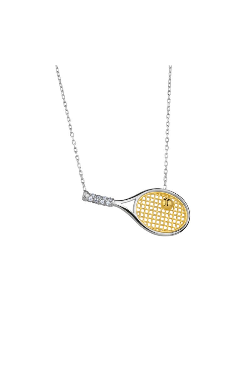 Spero London Sterling Silver Tennis Racket Necklace, Main, color, Silver