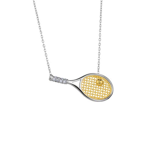 Sterling Silver Tennis Racket Necklace