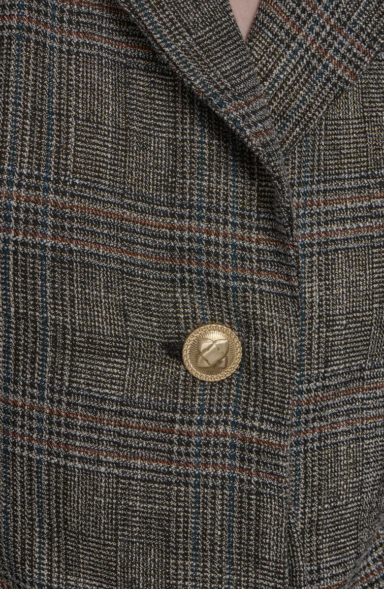 BCBG Windowpane Plaid Sleeveless Minidress, Alternate, color, Truffle Mu