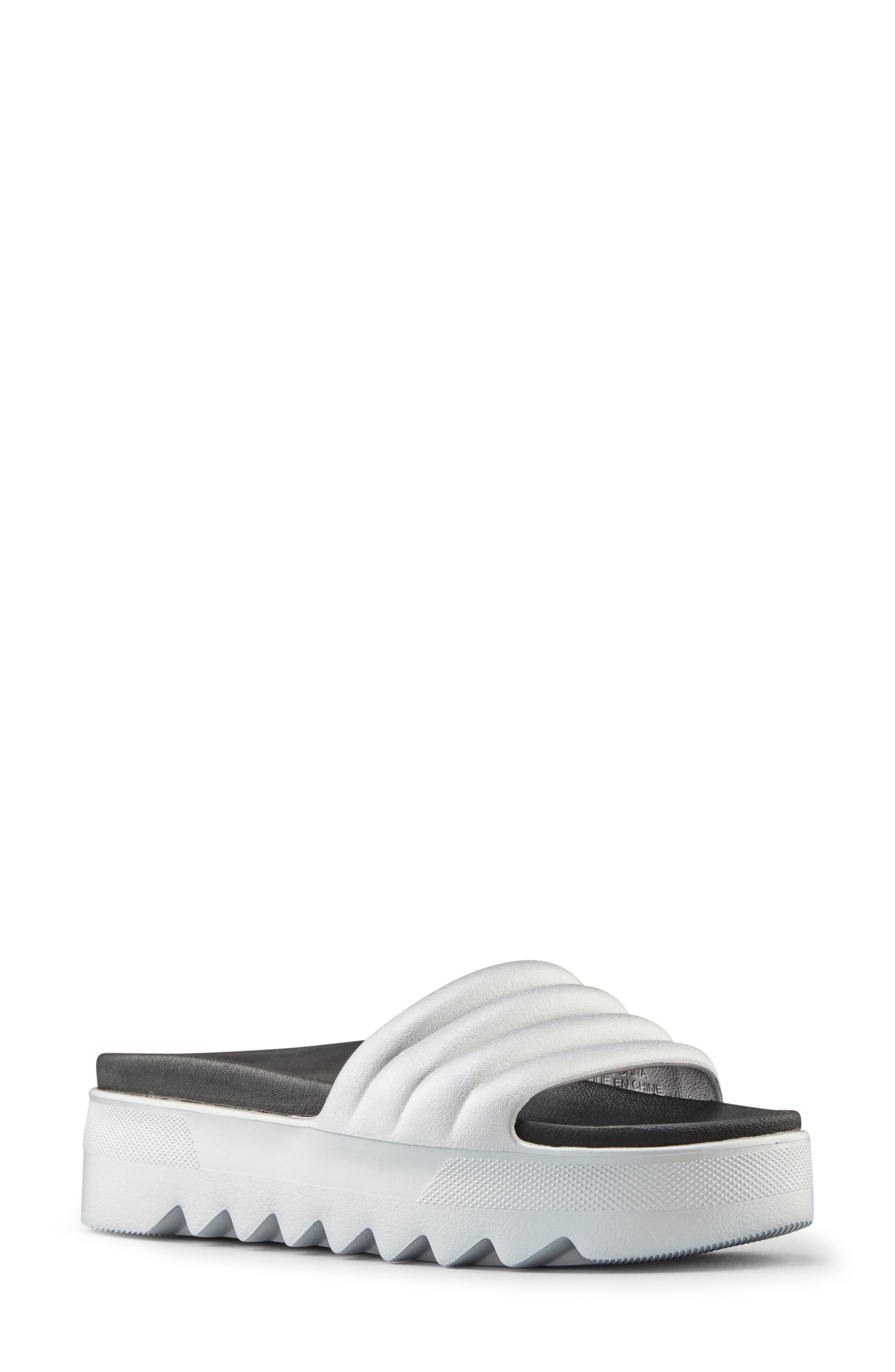 Pool Party Platform Slide Sandal, Main, color, SILVER METALLIC