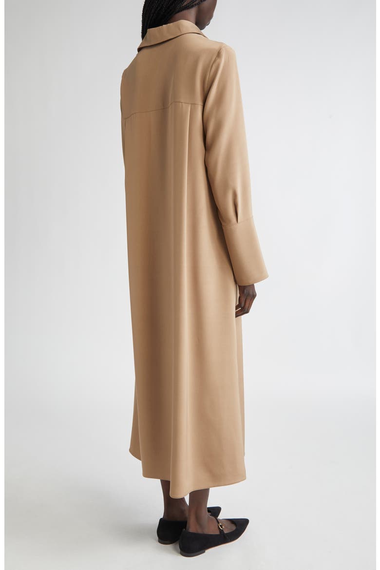 Ossola Long Sleeve Silk Stretch Crêpe de Chine Midi Shirtdress, Alternate, color, HAZELNUT BROWN