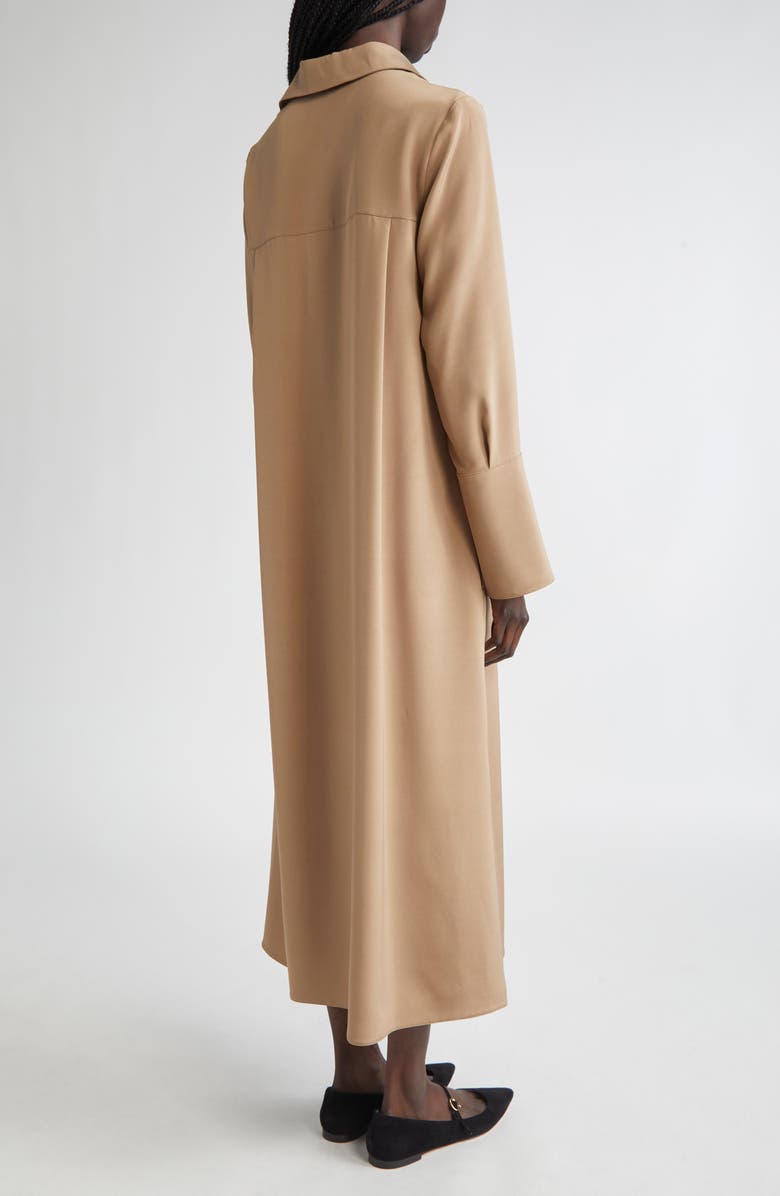 Max Mara Ossola Long Sleeve Silk Stretch Crêpe de Chine Midi Shirtdress, Alternate, color, Hazelnut Brown