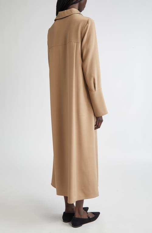 Shop Max Mara Ossola Long Sleeve Silk Stretch Crêpe De Chine Midi Shirtdress