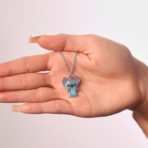 Disney Lilo & Stitch Pave Crystal Pendant Necklace In Gray