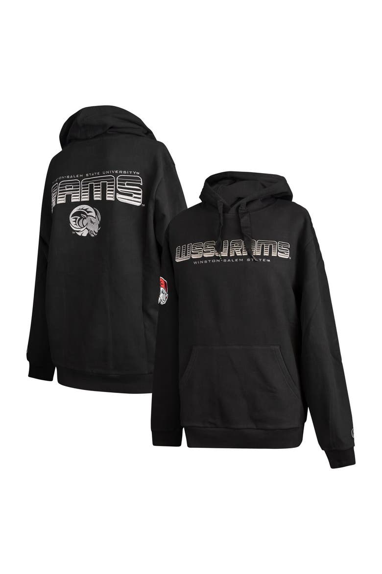 Men's FISLL  Black Winston-Salem State Rams Puff Print Sliced Pullover Hoodie, Alternate, color, Black