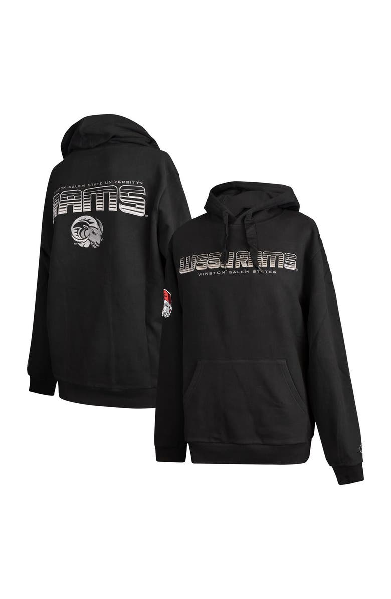 FISLL Men's FISLL  Black Winston-Salem State Rams Puff Print Sliced Pullover Hoodie, Alternate, color, Black