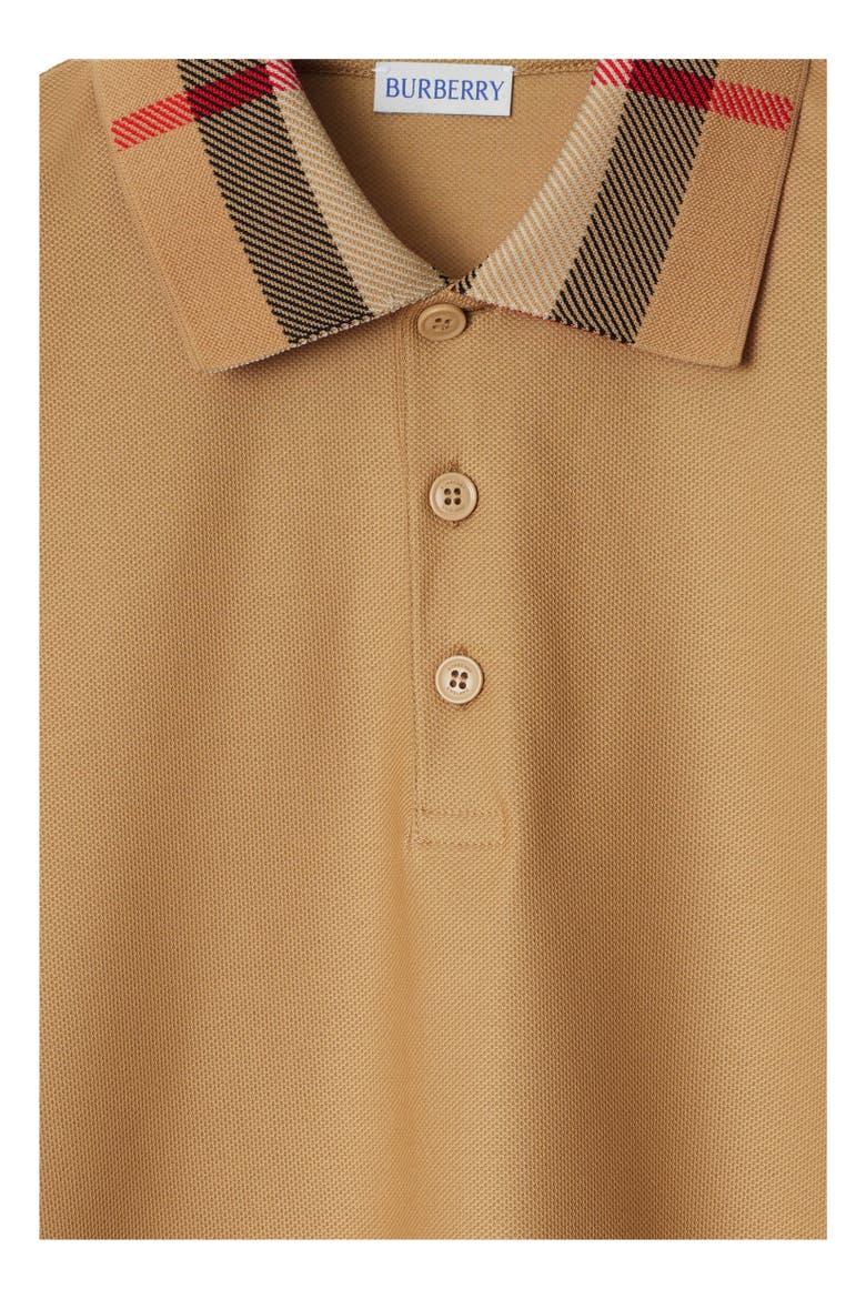 Long-sleeve Check Collar Cotton Polo Shirt, Alternate, color, Archive beige