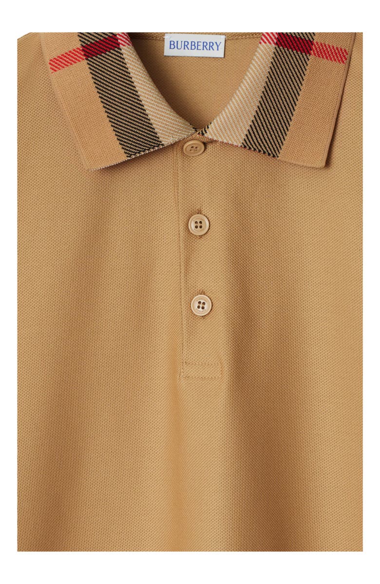 Burberry Long-sleeve Check Collar Cotton Polo Shirt, Alternate, color, Archive Beige