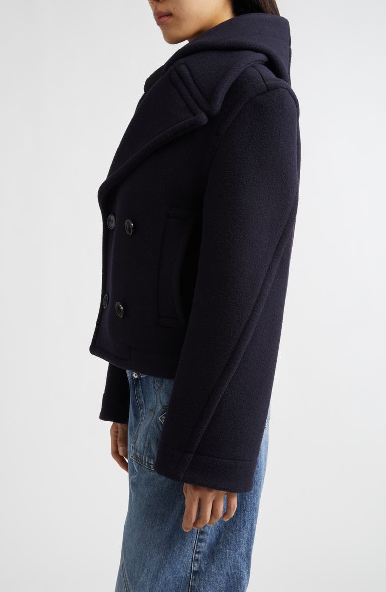 JW Anderson Crop Double Face Wool Peacoat with Removable Hood, Alternate, color, 