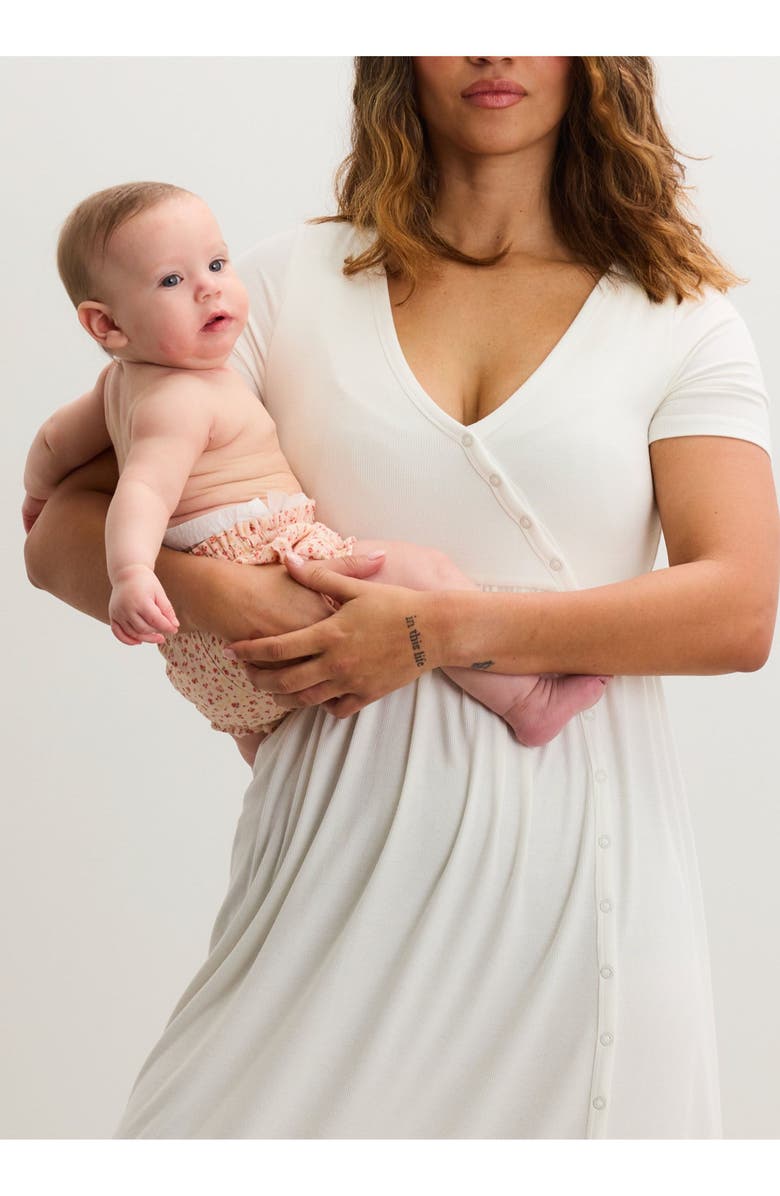 HATCH Collection The Softest Rib Side Seam Nursing Maxi Dress, Alternate, color, White