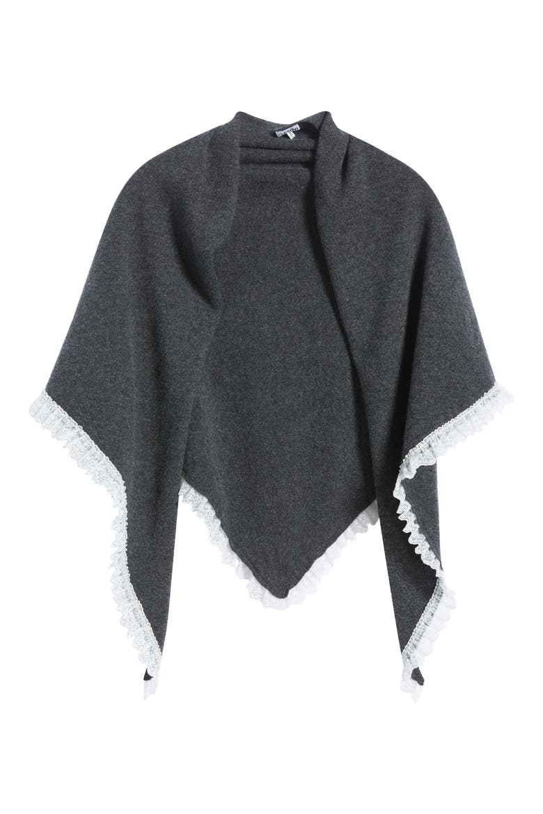 Lace Trim Triangular XX-Large Wool Scarf, Alternate, color, PHANTOM