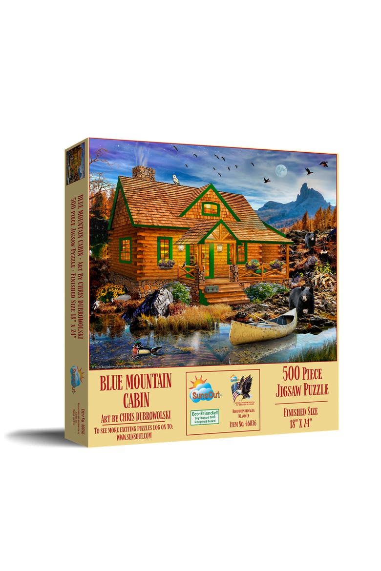 Blue Mountain Cabin 500 piece Jigsaw Puzzle for Adults, Main, color, Multicolor