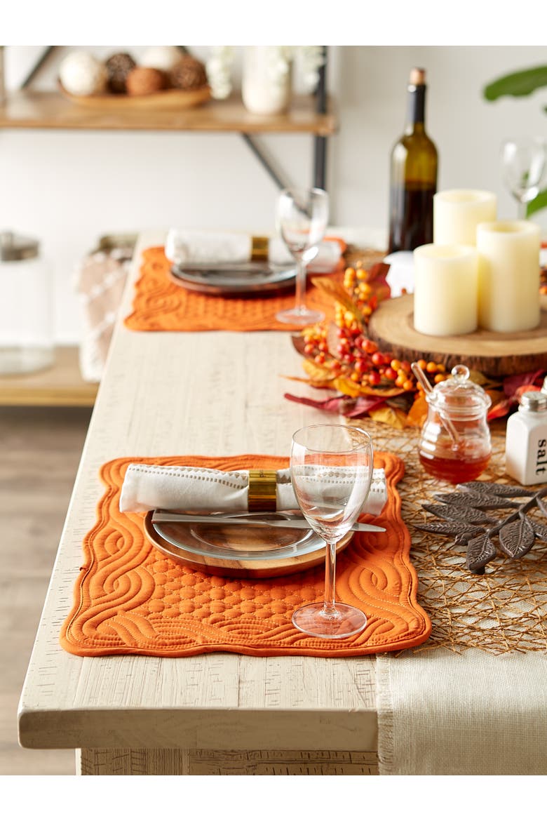 Quilted Farmhouse Placemat Set/6, Alternate, color, Pumpkin Spice