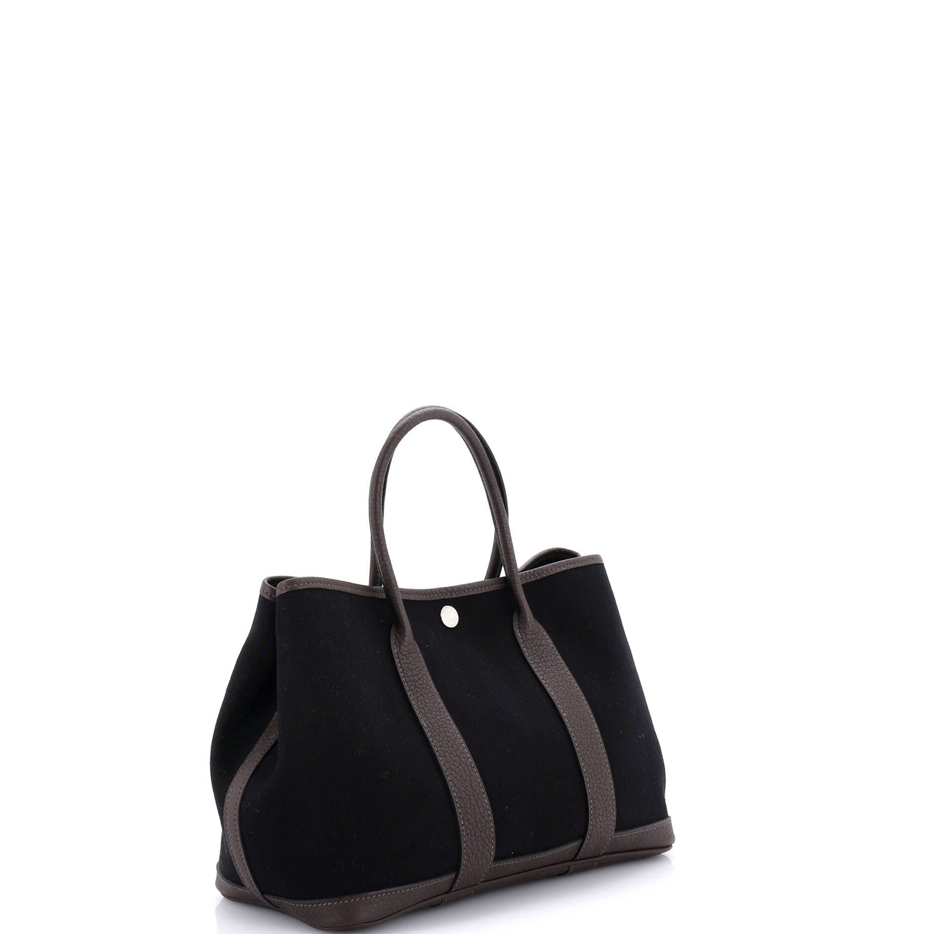 Pre-Owned Hermes Garden Party Tote Toile and Leather 30, Alternate, color, Ebene