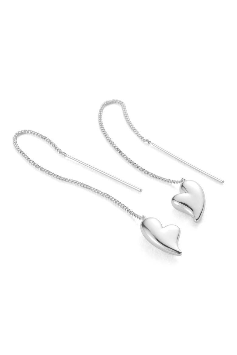 Puffy Heart Threader Earrings, Main, color, HIGH POLISH SILVER